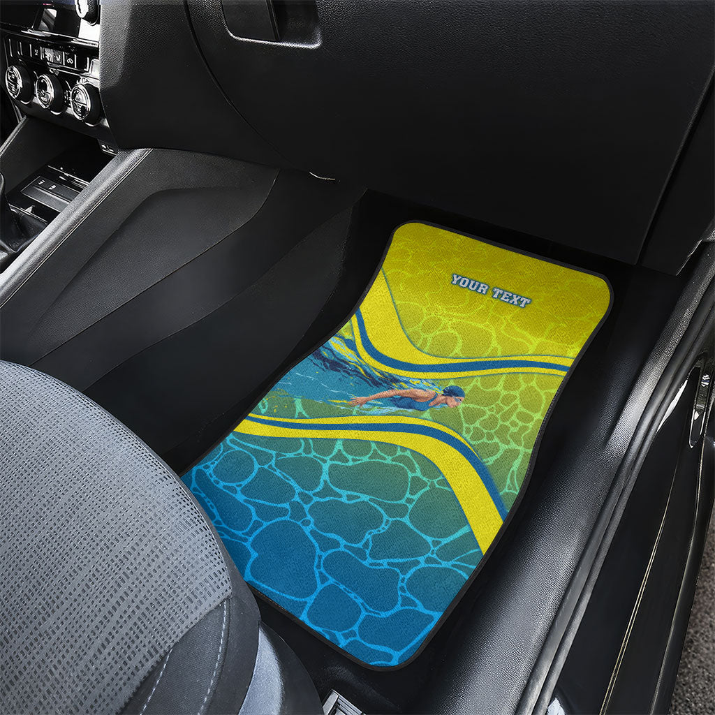 Personalized Australia Water Polo Swimmer Car Mats Dynamic Swimmer With Wave Pattern And National Colors