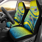 Personalized Australia Water Polo Swimmer Car Seat Cover Dynamic Swimmer With Wave Pattern And National Colors