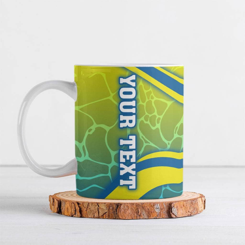 Personalized Australia Water Polo Swimmer Ceramic Mug Dynamic Swimmer With Wave Pattern And National Colors
