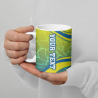 Personalized Australia Water Polo Swimmer Ceramic Mug Dynamic Swimmer With Wave Pattern And National Colors