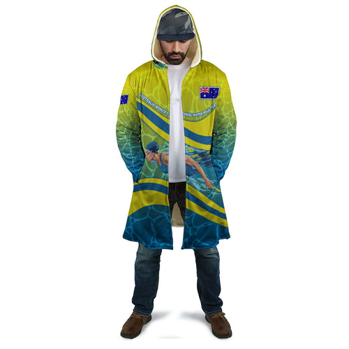 Personalized Australia Water Polo Swimmer Cloak Dynamic Swimmer With Wave Pattern And National Colors