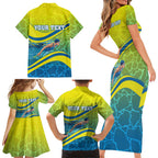 Personalized Australia Water Polo Swimmer Family Matching Short Sleeve Bodycon Dress and Hawaiian Shirt Dynamic Swimmer With Wave Pattern And National Colors