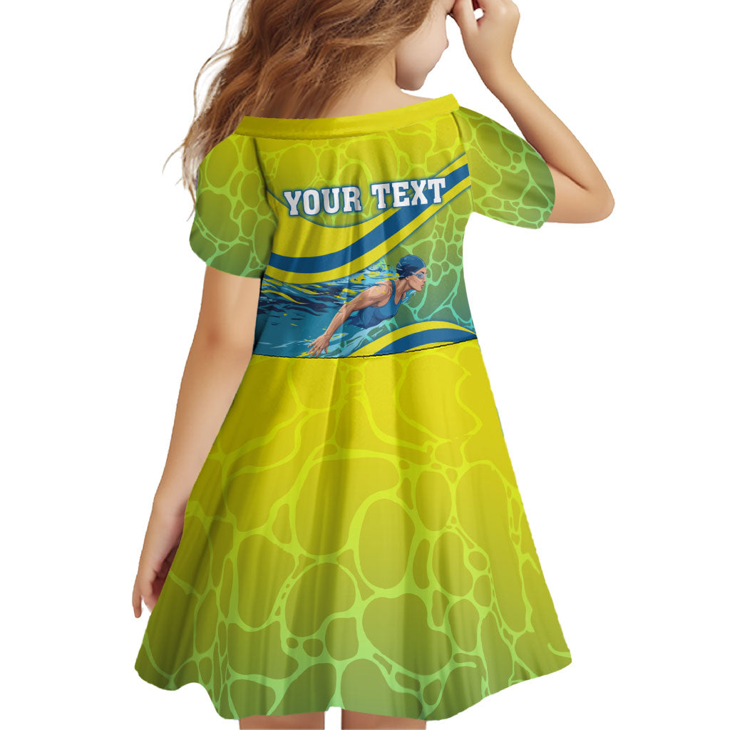 Personalized Australia Water Polo Swimmer Family Matching Summer Maxi Dress and Hawaiian Shirt Dynamic Swimmer With Wave Pattern And National Colors