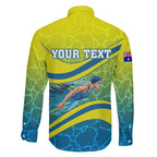 Personalized Australia Water Polo Swimmer Family Matching Summer Maxi Dress and Hawaiian Shirt Dynamic Swimmer With Wave Pattern And National Colors