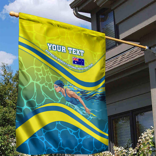 Personalized Australia Water Polo Swimmer Garden Flag Dynamic Swimmer With Wave Pattern And National Colors