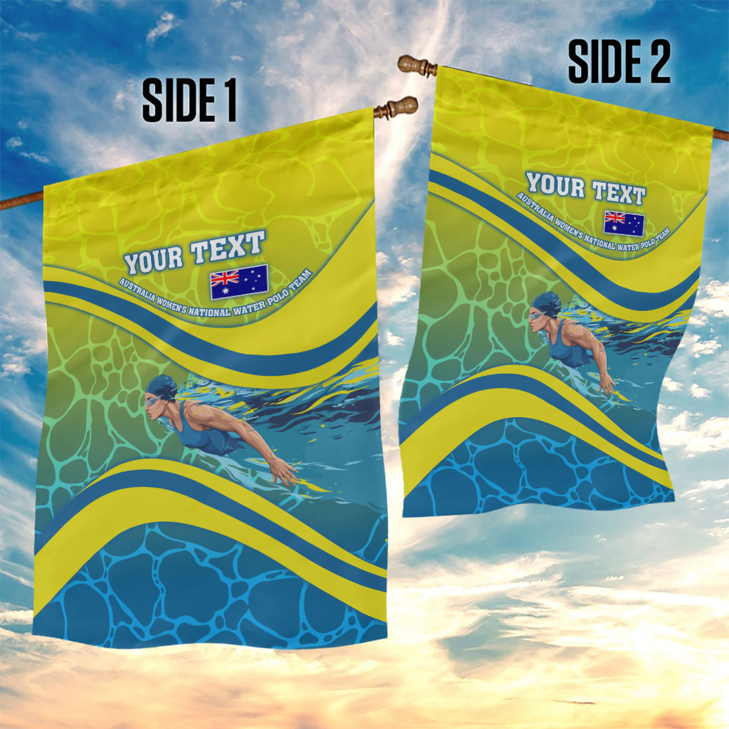 Personalized Australia Water Polo Swimmer Garden Flag Dynamic Swimmer With Wave Pattern And National Colors