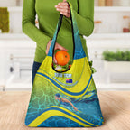 Personalized Australia Water Polo Swimmer Grocery Bag Dynamic Swimmer With Wave Pattern And National Colors
