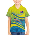 Personalized Australia Water Polo Swimmer Kid Hawaiian Shirt Dynamic Swimmer With Wave Pattern And National Colors