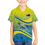 Personalized Australia Water Polo Swimmer Kid Hawaiian Shirt Dynamic Swimmer With Wave Pattern And National Colors