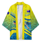 Personalized Australia Water Polo Swimmer Kimono Dynamic Swimmer With Wave Pattern And National Colors
