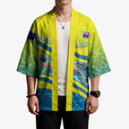 Personalized Australia Water Polo Swimmer Kimono Dynamic Swimmer With Wave Pattern And National Colors