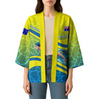 Personalized Australia Water Polo Swimmer Kimono Dynamic Swimmer With Wave Pattern And National Colors