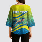 Personalized Australia Water Polo Swimmer Kimono Sleeve Blouse Dynamic Swimmer With Wave Pattern And National Colors