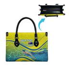 Personalized Australia Water Polo Swimmer Leather Bag Dynamic Swimmer With Wave Pattern And National Colors