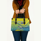 Personalized Australia Water Polo Swimmer Leather Bag Dynamic Swimmer With Wave Pattern And National Colors
