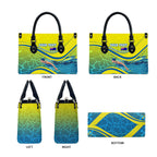 Personalized Australia Water Polo Swimmer Leather Bag Dynamic Swimmer With Wave Pattern And National Colors