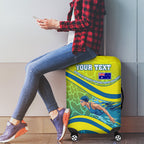 Personalized Australia Water Polo Swimmer Luggage Cover Dynamic Swimmer With Wave Pattern And National Colors