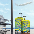 Personalized Australia Water Polo Swimmer Luggage Cover Dynamic Swimmer With Wave Pattern And National Colors