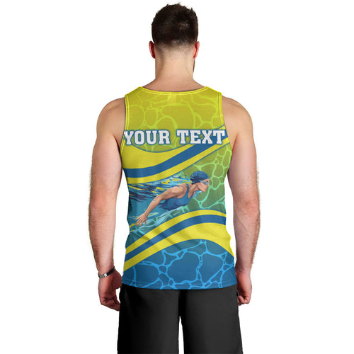 Personalized Australia Water Polo Swimmer Men Tank Top Dynamic Swimmer With Wave Pattern And National Colors