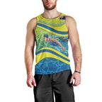 Personalized Australia Water Polo Swimmer Men Tank Top Dynamic Swimmer With Wave Pattern And National Colors