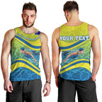 Personalized Australia Water Polo Swimmer Men Tank Top Dynamic Swimmer With Wave Pattern And National Colors