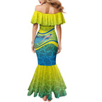Personalized Australia Water Polo Swimmer Mermaid Dress Dynamic Swimmer With Wave Pattern And National Colors