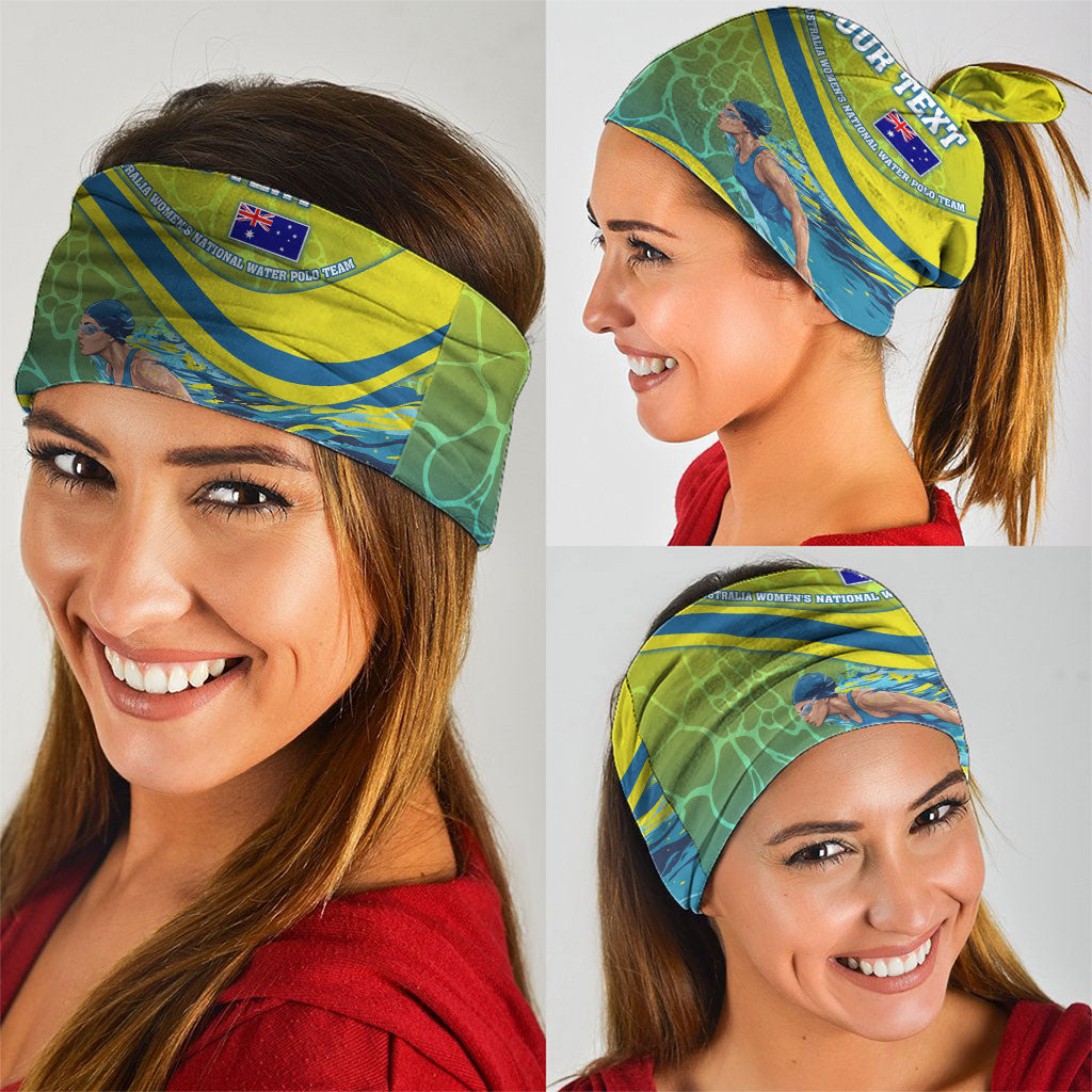 Personalized Australia Water Polo Swimmer Neck Gaiter Dynamic Swimmer With Wave Pattern And National Colors