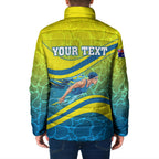Personalized Australia Water Polo Swimmer Padded Jacket Dynamic Swimmer With Wave Pattern And National Colors