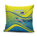 Personalized Australia Water Polo Swimmer Pillow Cover Dynamic Swimmer With Wave Pattern And National Colors