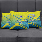 Personalized Australia Water Polo Swimmer Pillow Cover Dynamic Swimmer With Wave Pattern And National Colors