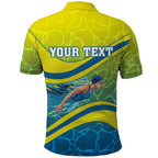 Personalized Australia Water Polo Swimmer Polo Shirt Dynamic Swimmer With Wave Pattern And National Colors