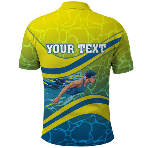 Personalized Australia Water Polo Swimmer Polo Shirt Dynamic Swimmer With Wave Pattern And National Colors