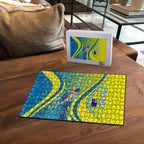 Personalized Australia Water Polo Swimmer Puzzle Dynamic Swimmer With Wave Pattern And National Colors