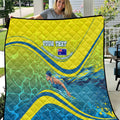 Personalized Australia Water Polo Swimmer Quilt Dynamic Swimmer With Wave Pattern And National Colors