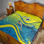 Personalized Australia Water Polo Swimmer Quilt Dynamic Swimmer With Wave Pattern And National Colors