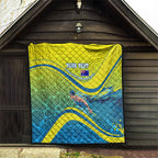 Personalized Australia Water Polo Swimmer Quilt Dynamic Swimmer With Wave Pattern And National Colors