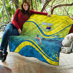 Personalized Australia Water Polo Swimmer Quilt Dynamic Swimmer With Wave Pattern And National Colors