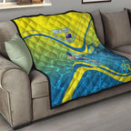 Personalized Australia Water Polo Swimmer Quilt Dynamic Swimmer With Wave Pattern And National Colors