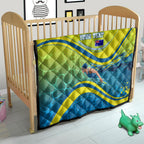 Personalized Australia Water Polo Swimmer Quilt Dynamic Swimmer With Wave Pattern And National Colors