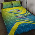 Personalized Australia Water Polo Swimmer Quilt Bed Set Dynamic Swimmer With Wave Pattern And National Colors