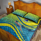 Personalized Australia Water Polo Swimmer Quilt Bed Set Dynamic Swimmer With Wave Pattern And National Colors