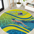 Personalized Australia Water Polo Swimmer Round Carpet Dynamic Swimmer With Wave Pattern And National Colors