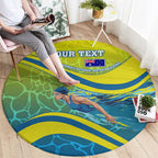 Personalized Australia Water Polo Swimmer Round Carpet Dynamic Swimmer With Wave Pattern And National Colors