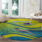 Personalized Australia Water Polo Swimmer Round Carpet Dynamic Swimmer With Wave Pattern And National Colors