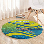 Personalized Australia Water Polo Swimmer Round Carpet Dynamic Swimmer With Wave Pattern And National Colors