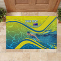 Personalized Australia Water Polo Swimmer Rubber Doormat Dynamic Swimmer With Wave Pattern And National Colors