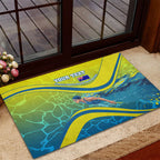 Personalized Australia Water Polo Swimmer Rubber Doormat Dynamic Swimmer With Wave Pattern And National Colors