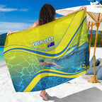 Personalized Australia Water Polo Swimmer Sarong Dynamic Swimmer With Wave Pattern And National Colors