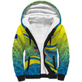 Personalized Australia Water Polo Swimmer Sherpa Hoodie Dynamic Swimmer With Wave Pattern And National Colors