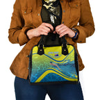 Personalized Australia Water Polo Swimmer Shoulder Handbag Dynamic Swimmer With Wave Pattern And National Colors